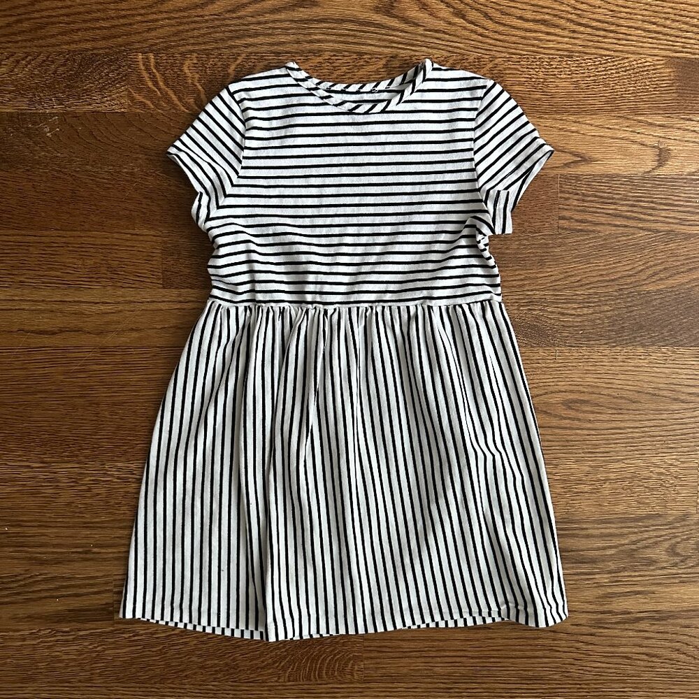Striped Black and White Eden Dress for Girls Short Sleeve